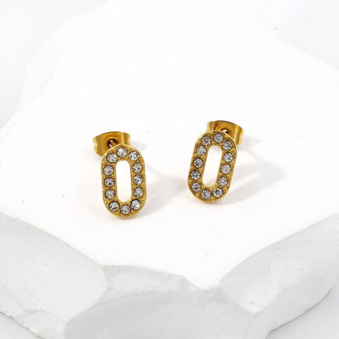 Aretes 1.2cm ovalados con pedrería