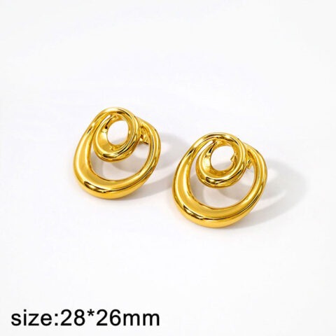 Aretes dorados diseños espiral 2.8cm
