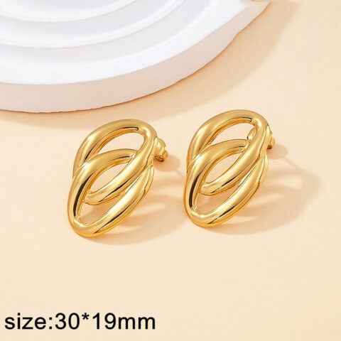 Aretes dorados diseño doble óvalo