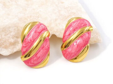 Aretes dorados 3.3cm rosados