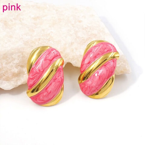 Aretes dorados 3.3cm rosados