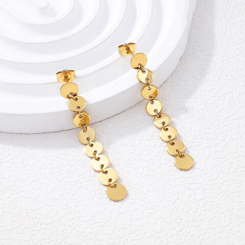 Aretes dorados 5.2cm círculos cascada