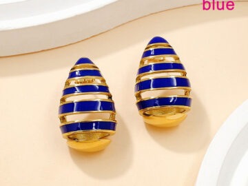 Aretes dorados gota azul
