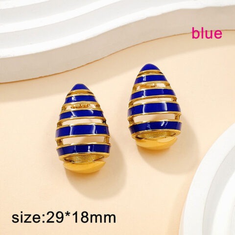 Aretes dorados gota azul