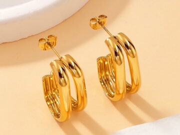Aretes dorados doble aro