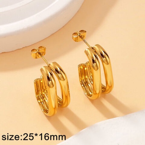 Aretes dorados doble aro
