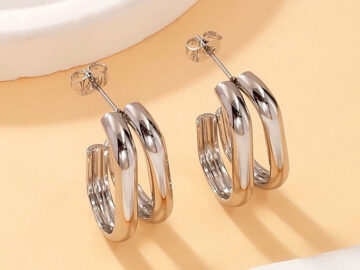 Aretes plateados doble aro