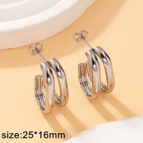 Aretes plateados doble aro