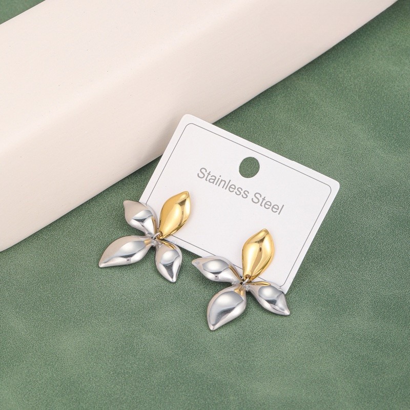 Aretes doble tono flor 3.4cm