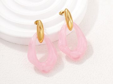 Aretes 4.7cm acrílico rosa