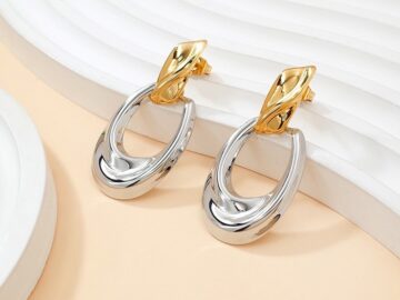 Aretes doble tono 4cm