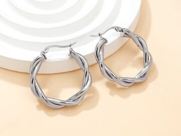 Argollas plateadas entrelazadas 3cm