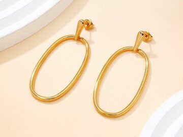 Aretes dorados 6cm ovalados