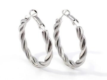Argollas plateadas 3.5cm*4mm tipo lazo