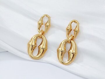 Aretes 4.3cm doble eslabón dorado