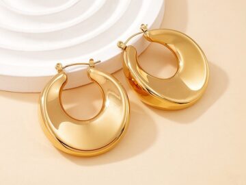 Argollas doradas 3.5cm diseño ondulado