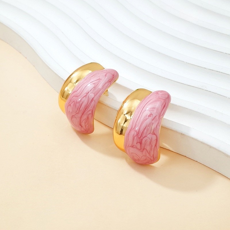 Aretes dorados c/rosa 2.7cm
