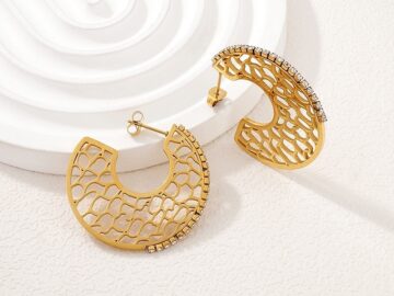 Argollas doradas 3.6cm C c/diseño
