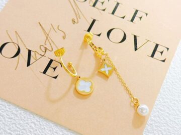 Aretes dorados dispar dije LV
