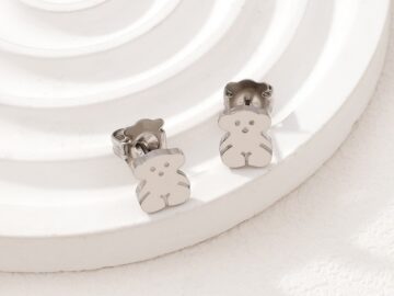 Aretes plateados 1cm Osito