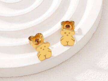 Aretes dorados 1cm Osito