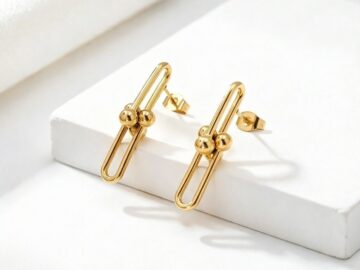 Aretes dorados 3cm  eslabón TiFfany