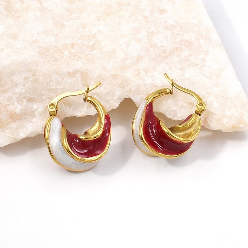 Argollas doradas 2.1cm blanco /vino