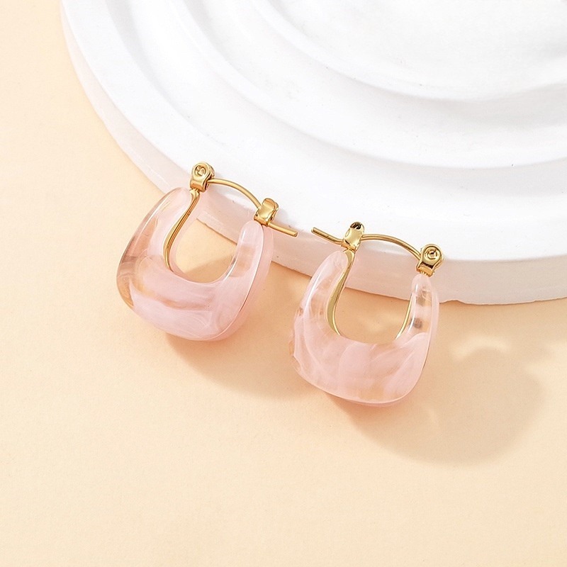Argollas doradas 2cm acrílico rosa