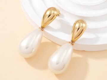 Aretes 4.4cm gota y perla