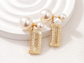 Aretes 2.4cm doble perlita diseño "D_Or"