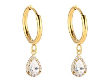 Argollitas doradas charm gota pedrería