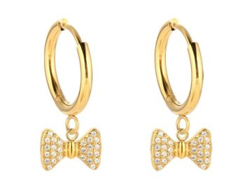 Argollitas doradas charm moñita