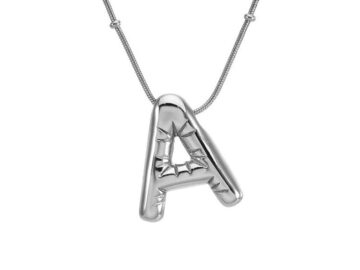 Collar plateado 45cm dije Chunky letra A 2cm