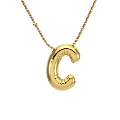 Collar dorado 45cm dije Chunky letra C 2cm