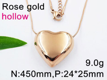 Collar rose gold 45cm dije corazón infladito 2.4cm