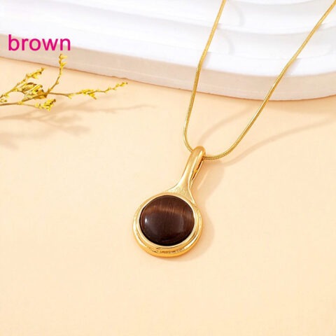 Collar dorado 45cm dije piedra café