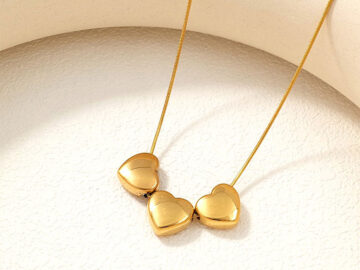 Collar dorado 3 corazóncitos 1.1cm
