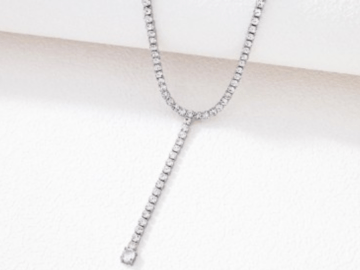 Gargantilla plateada 43cm pedrería blanca 3mm