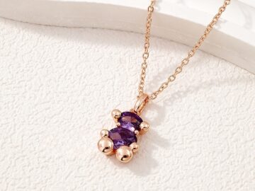 Collar rose gold dije Osito y lila