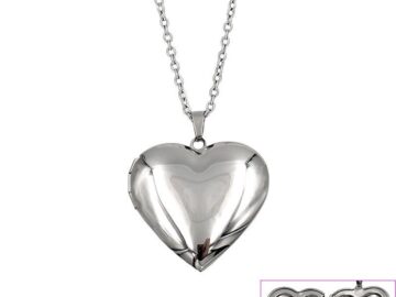 Cadena dije relicario plateado corazón