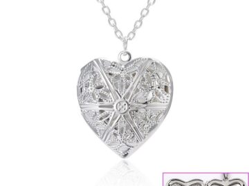 GCadena dije relicario plateado corazón c/diseño