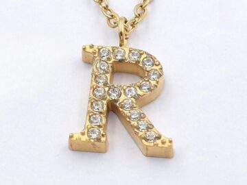 Cadena dorada dije R 1.2cm pedrería