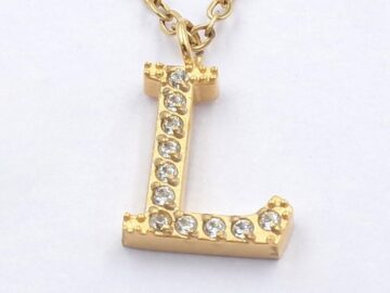 Collar dorado inicial L 1.3cm pedrería