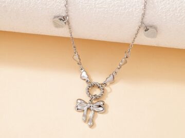 Collar plateado 45cm Dijes TiFfany Moño