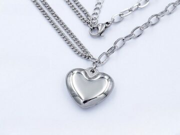 Collar dorado 43cm doble cadena Dije corazón