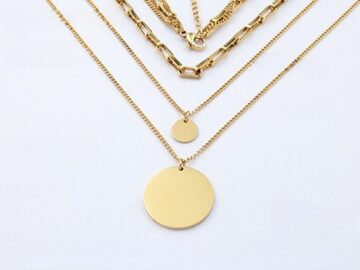 Collar dorado 3 cadenas40_45 y 48cm dijes redondos