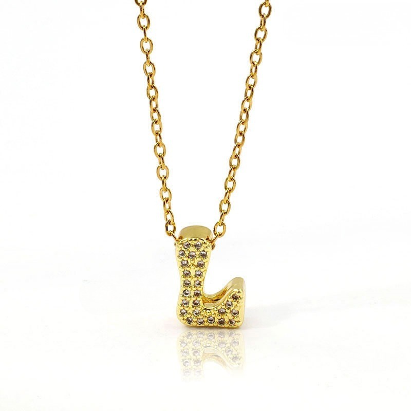 Collar dorado dije L 1.2cm c/pedrería