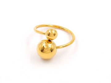 Anillo dorado 2 bolitas al frente