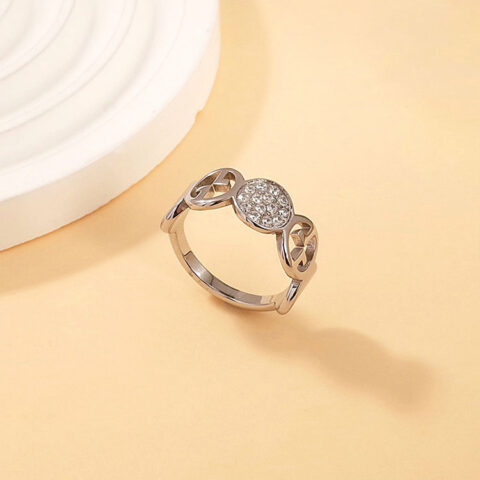 Anillo plateado círculo fina pedrería