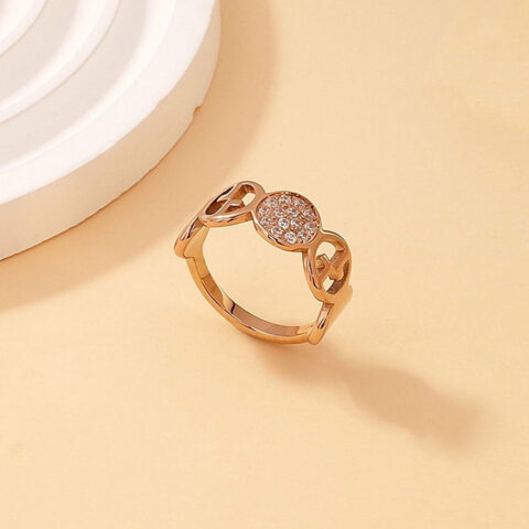 Anillo rose gold círculo fina pedrería